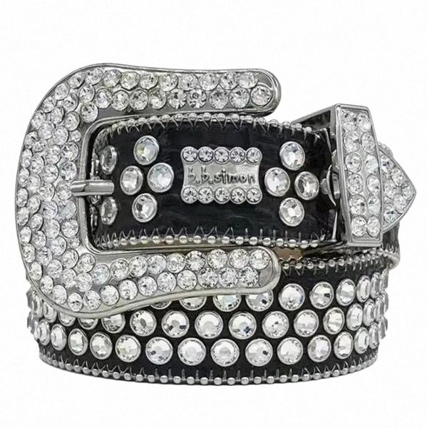 

2022 designer bb belt simon belts for men women shiny diamond belt black on blue white multicolour with bling rhinestones as gift q2ss#, Black;brown