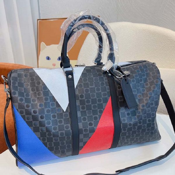 

duffel bags large capacity travel sale women men designer genuine leather shoulder fashion bag carry on luggage bottom rivets with lock head