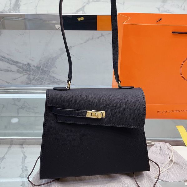 

cross body 2023 fashion shoulder bag square women handbags cowhide crossbody bags gold metal twist buckle flap large capacity tote purse pla