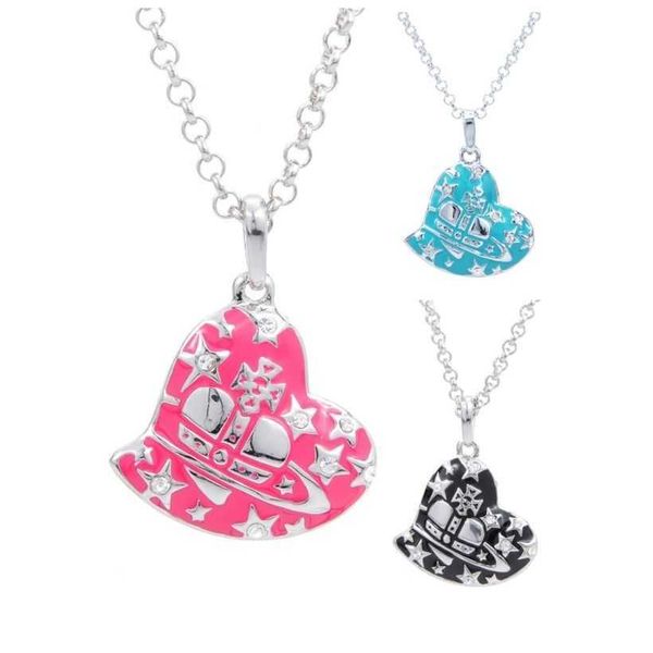 

designer viviai necklace western empress love necklace double sided flash red black blue, Silver