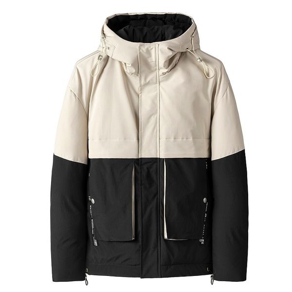 

men's down parkas 2023 winter thickened cotton jacket fashion color contrast casual male warm 221207, Black