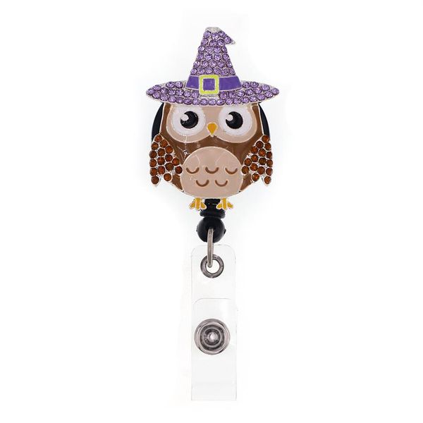 

key rings custom cute owl animal rhinestone retractable id holder for nurse name accessories badge reel with alligator clip266f, Slivery;golden