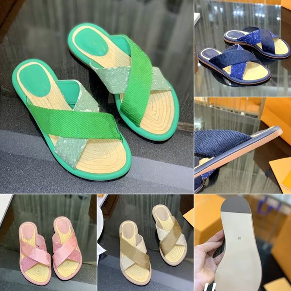

new designer luxury women sandals cross belt flat slipper scuff fashion embossed summer low heel slippers slides flip flops sandals size 34-, Black