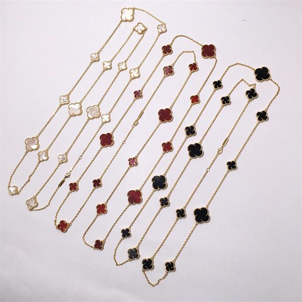 

whole fashion jewelry clover shell agate jewelry big small size four leaf 16 flower necklace 90cm274e, Silver