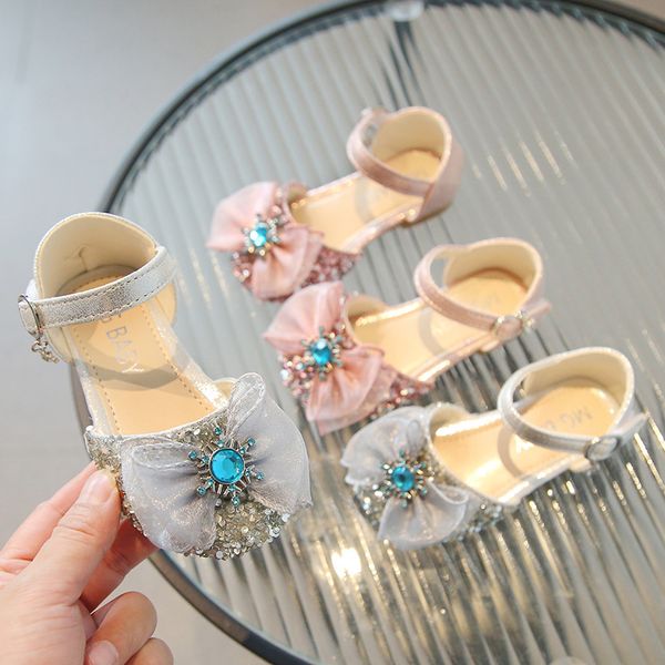 

Baby Girl Soft Shoes PU Diamond Bow Flats for Girls Kids Little Children Casual Shoes Size 21-35, Pink