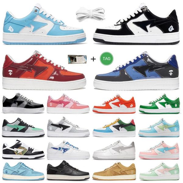 

bapestas bapesta ape designer men women running shoes patent leather black white camo combo blue pink red grey green bapesta trainers sports