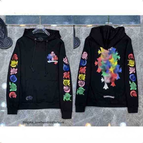 

q9rf men's hoodies sweatshirts 3a designer hearts hoodie chromes mens hoody clothing womens heart hooded ch cross flower arm front prin, Black