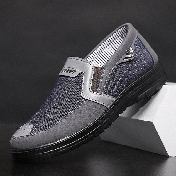 

dress shoes canvas loafers slip on men casual summer breathable fashion soft flat driving 698 221207, Black