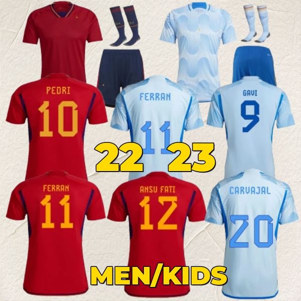 

2022 spain soccer jerseys fans tees 22/23 world cup morata koke gavi pedri ferran sergio team shirt jordi alba sarabia garcia sarabia laport, Black;yellow