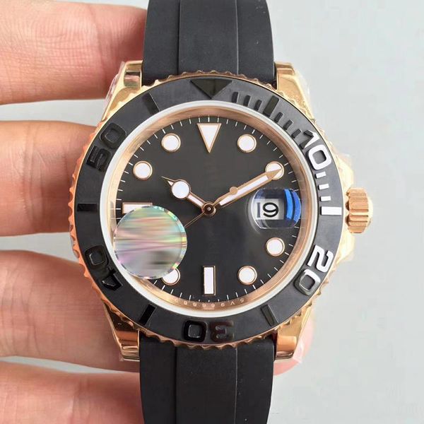 

mens watch 40mm sapphire glass automatic movement mechanical men stainless steel rubber strap master male wristwatches, Slivery;brown
