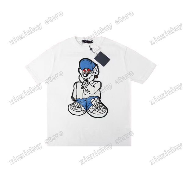 

xinxinbuy men designer tee t shirt paris gradient letters knitted short sleeve cotton women white black xs-2xl, Black;brown