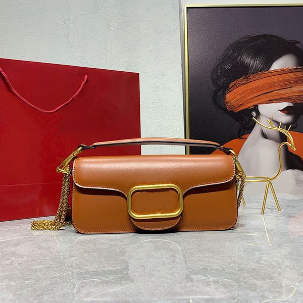 

luxury shoulder bags in europe and america retro messenger bag ladies leather commuter long designer trend cute gold hardware portable brown