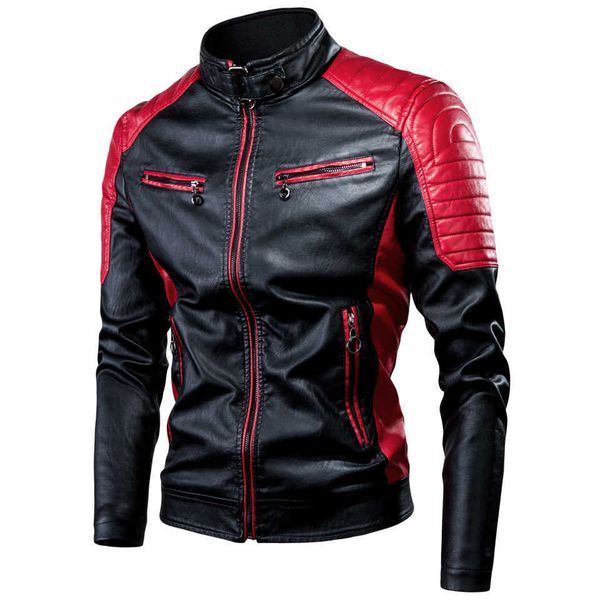 

men's jackets 2022 autumn casual spliced leather jacket coat men fashion vintage biker warm windproof pu leather jacket plus size 5xl-, Black;brown