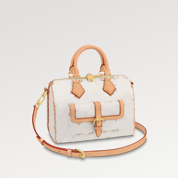 

new explosion women's bags speedy bandouli re 25 handbag m20919 beige coated canvas elegant gold pattern design shoulder bag printed lu