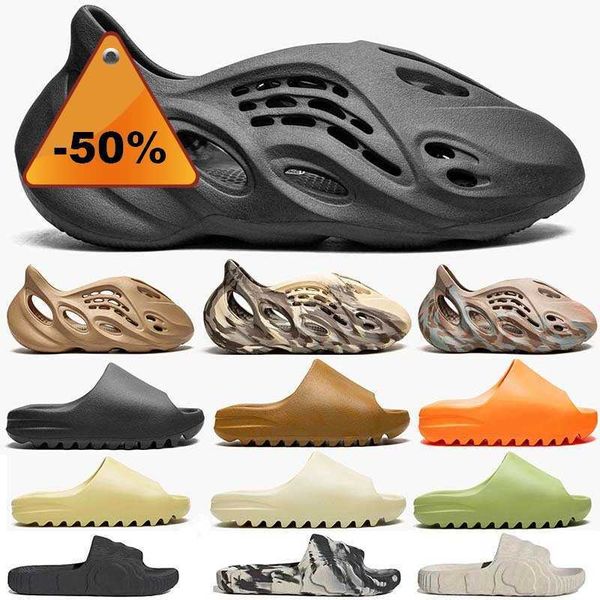 

2023 slides slippers foam runner designer slipper men women sandals triple black white resin pattern mens womens slides