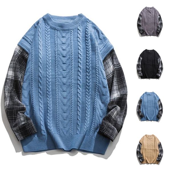 

men's sweaters mens patchwork harajuku vintage mens clothes winter clothing 221207, White;black