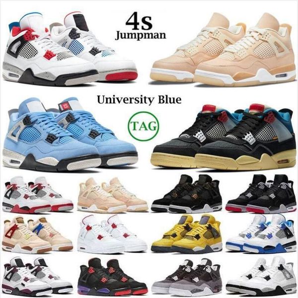 

jumpman 4 4s basketball shoes women men unc black cat university blue white oreo fire red thunder sail grey pure trainers sports sneakers kh
