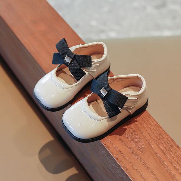 

baby leather shoes autumn bow little girls sneaker fashion bead kids princess dancing shoes size 23-34, Black;grey