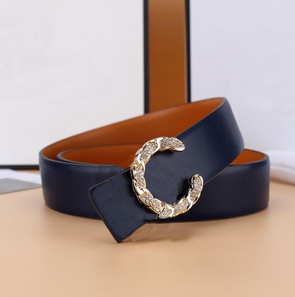 

designers belt crystal letter buckle women's belts classic brand leather fashion leisure accessories luxury women double-sided waistban, Black;brown