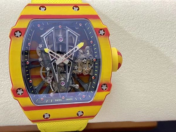 

limited sale of designer men's watches roaring bull ultralight sport true tourbillon in carbon fiber original box and paper, Slivery;brown