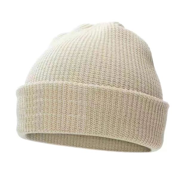 

2023 mens winter cap beanie brand warm beanies european american caps womens double-layer folded knit hats 2024 fashionwomens woolen hat, Yellow