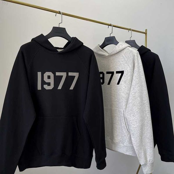 

2022 essentials hoodie men women hip hop sweatshirt flocking oversize loose couple outfits high quality, Black