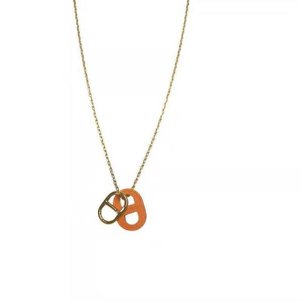 

necklaces designer harmas pig nose necklace 2022 new horseshoe buckle color cowhide female light luxury ins star same style, Silver
