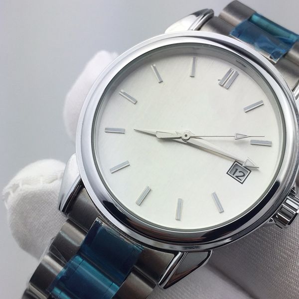 

casual automatic mechanical men's watch large dial all stainless steel glow-in-the-dark waterproof calendar watch, Slivery;brown