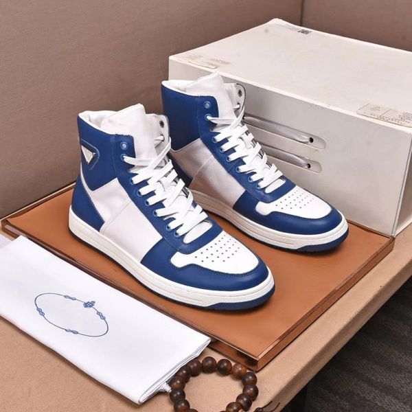 

fashion boots fashion trainer sneakers luxury designer men shoes cowskin leather outdoor metal triangle logo casual black blue red yellow si