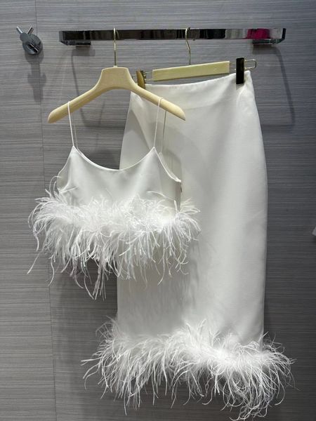 

two piece dress 2023 new spring summer and skirts brand same style 2 pieces sets women's 1208-8, White