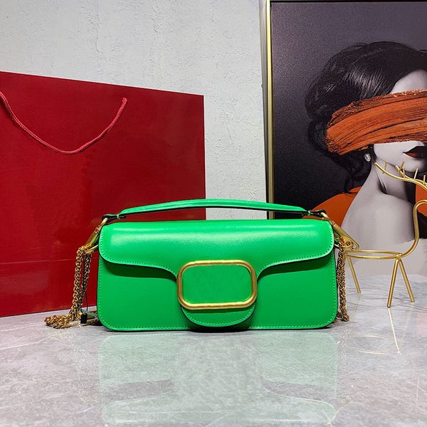

luxury shoulder bags in europe and america retro messenger bag ladies leather commuter long designer trend cute gold hardware portable green