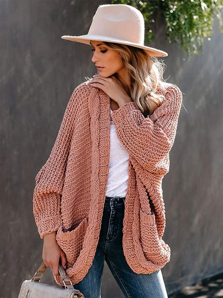 

women's knits tees fitshinling batwing sleeve boho knitted cardigan pockets holiday oversize winter coat twist loose vintage long cardi, White