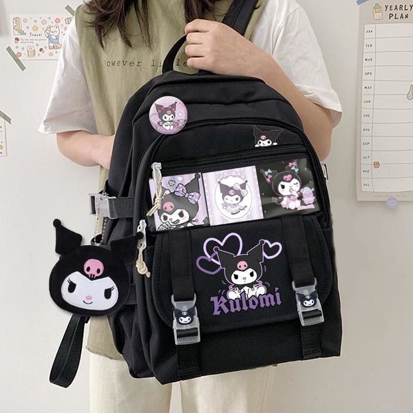 

plush dolls style kawaii sanrioed anime kuromi my melody cinnamoroll cute cartoon large capacity backpack student school bag 221208