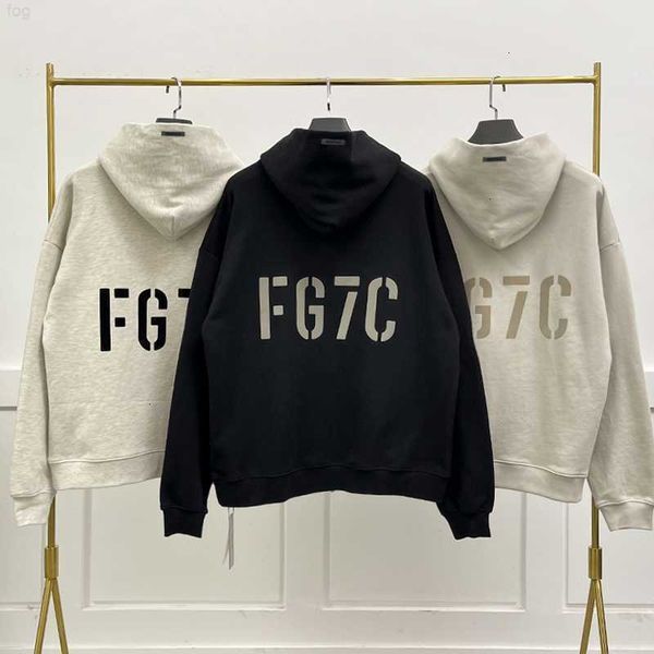 

new essentials fashion brand hoodies sweatshirts 100% cotton fg7c flocking hip hop loose oversized hoodie, Black