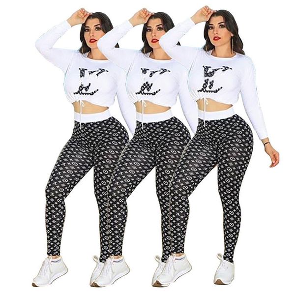 

2023 brand designer women letter tracksuits winter spring casual 2 piece sets pullover hoodies pants crew neck fashion long sleeve outfits 9, Gray