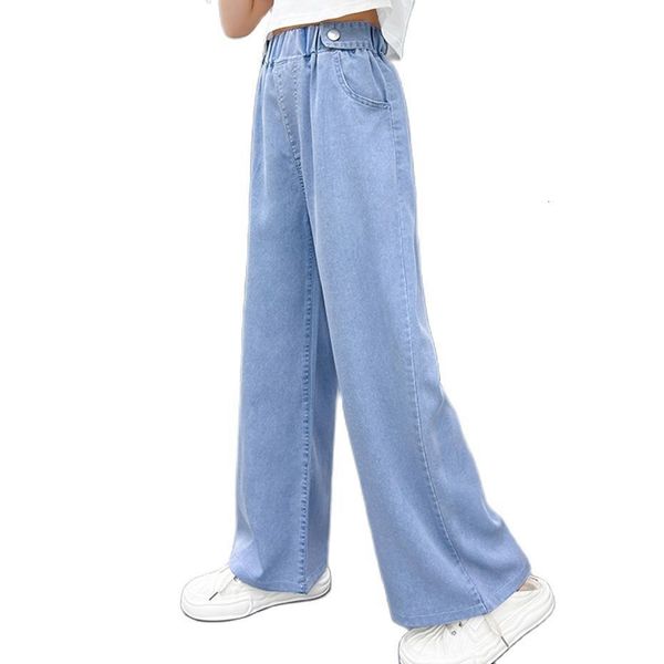 

trousers summer jeans girl solid color child est kids teenage children clothing 6 8 10 12 14 221207, Blue