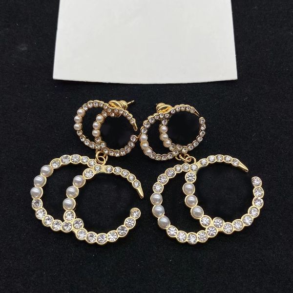 

luxury designer fashion pearls letter dangle chandelier earrings aretes orecchini for women party engagement jewelry with box, Silver
