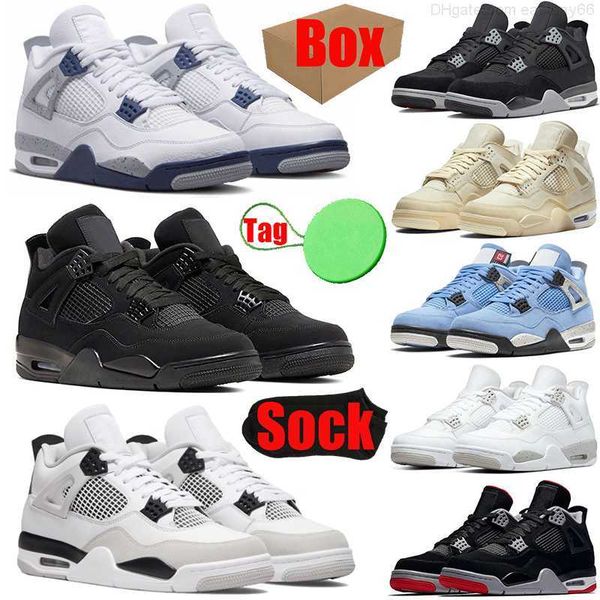 

with box 4 4s mens womens basketball shoes jumpman military black cats canvas sail white oreo university blue fire red thunder bred men