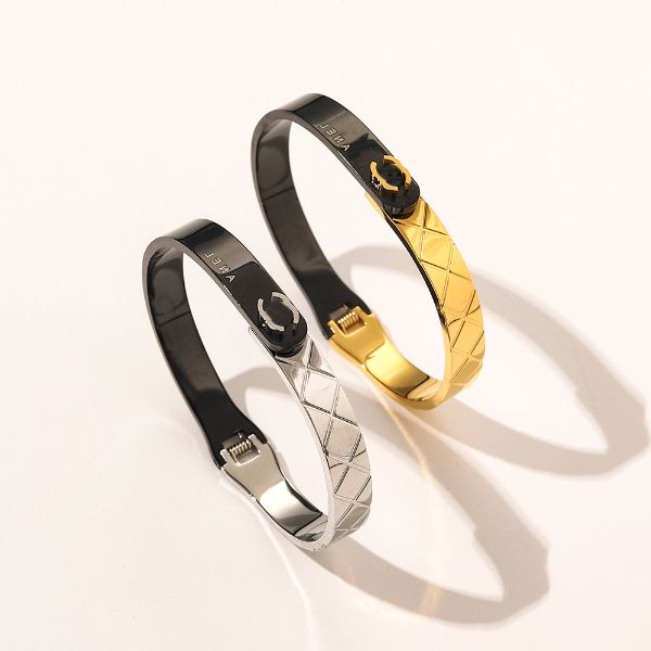 

bangle designer designer branded bracelets women men letter jewelry crystal gold plated sier plated stainless steel wedding lovers, Black