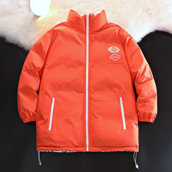 

men's down parkas and women's couple coats fashion print double sided wear bubble jacket winter warm thicken puffer 221207, Black