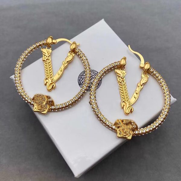 

2023 luxury women earrings fashion designer stud earring letter diamond for woman gift, Golden;silver