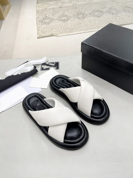 

shoes c08 designer edition handmade custom 2022 new xiaoxiangjia fashion ladies leather slippers, Black