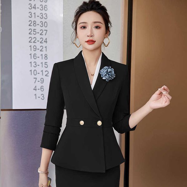 

women's suits blazers autumn and winter profional slim little women's long sleeved suit dress el, White;black