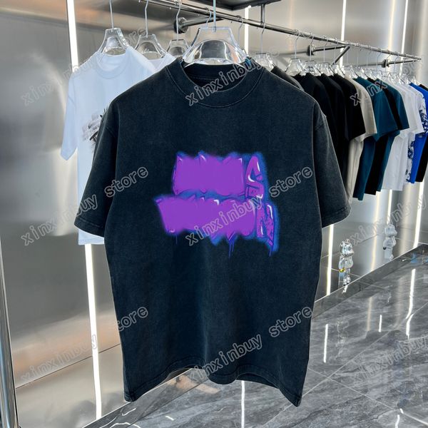 

xinxinbuy men designer tee t shirt paris gradient letters print short sleeve cotton women white black s-3xl, Black;brown