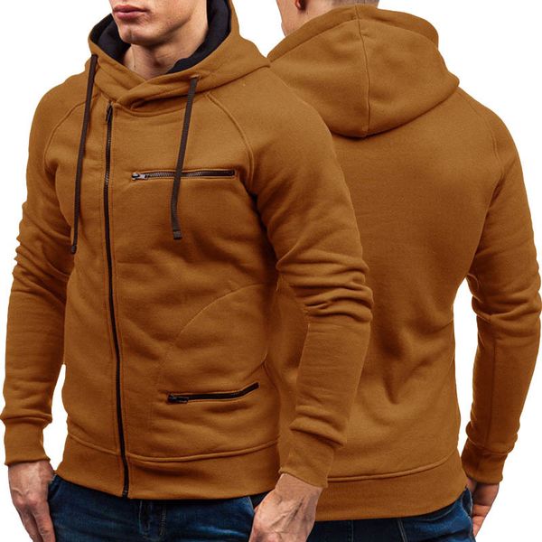 

mens hoodies sweatshirts autumn winter long sleeve zipper cardigan hoodie sweatshirt men casual solid hooded pullover m3xl 221207, Black