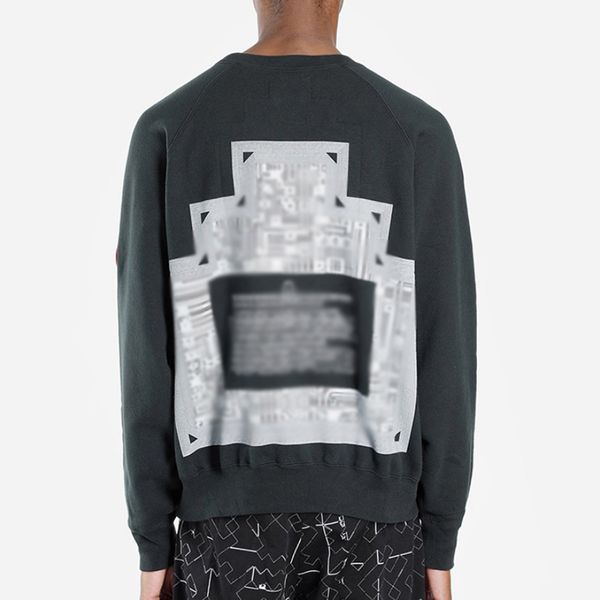 

22fw men's women fashion tower printing sweatshirt classic vintage washed autumn winter trend crewneck pullover japanese street casual, Black