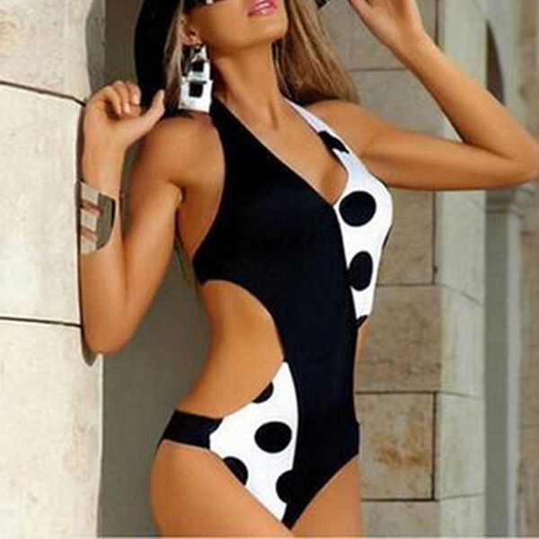 

swim wear one piece swimwear women dot patchwork praia swimsuit push up trikini monokini bathing suits beach plus size swimsuit 2022 t221208
