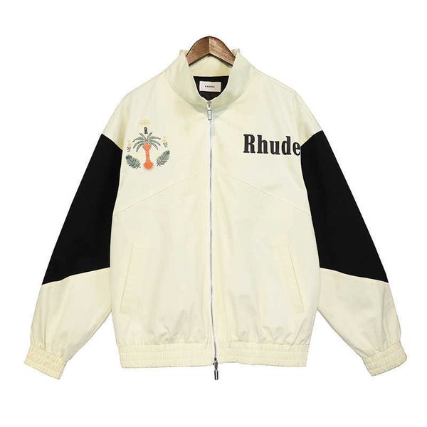 

men's jackets 2022fw new patchwork jacket men women 1 1 coconut tree print green blue black outwear coats t221212, Black;brown