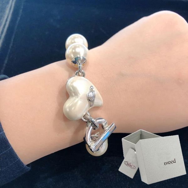 

luxury designer jewelry resin bracelet ot button punk european and american fashion pearl bracelet with box, Black