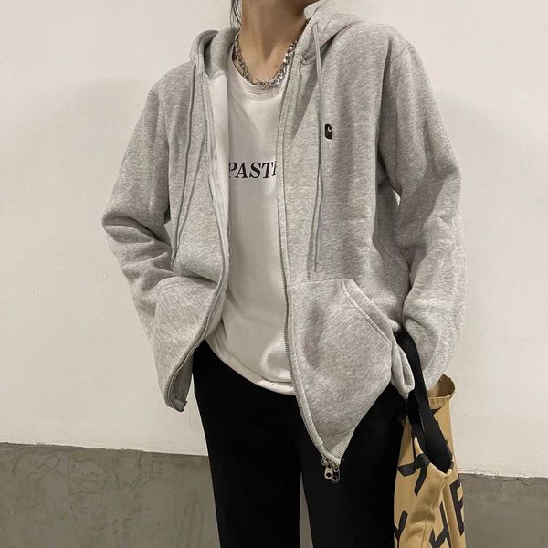 

lmmu 2023 new men's hoodies sweatshirt north america brand carhart autumn embroidered hooded pullover for lovers with ins long sleeve, Black